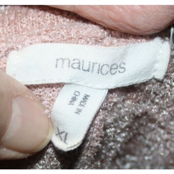 Maurices Women's Pink Pullover Sweater Sz XL LS Applique Neck Sparkles - Picture 8 of 8